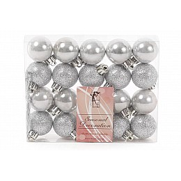 Набір новорічних кульок BonaDi пластик 20 шт D 3 см Сріблястий (147-105)