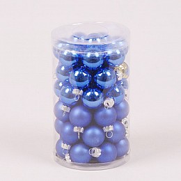 Шарики стеклянные Flora D-2,5 см 48 шт Синий (44497)