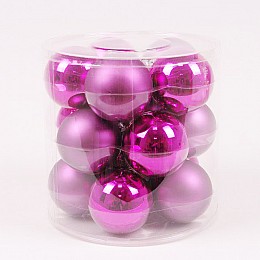Кульки скляні Flora D 8 см 15 шт Рожевий (44376)