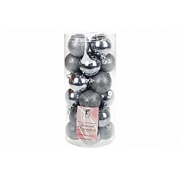 Набір новорічних кульок BonaDi пластик 24 шт D 6 см Сріблястий (147-874)