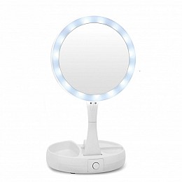 Косметическое зеркало My Foldaway Mirror для макияжа с Led подсветкой круглое настольное