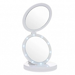 Косметичне дзеркало з LED підсвічуванням RIAS Eclipse розкладне White (3_01480)