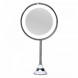 Гнучке дзеркало на присосці з 10x збільшенням та підсвічуванням LED MIRROR 10X Silver