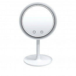 Косметическое настольное круглое зеркало Mirror Cooling Beauty с LED подсветкой и вентилятором от USB Белое