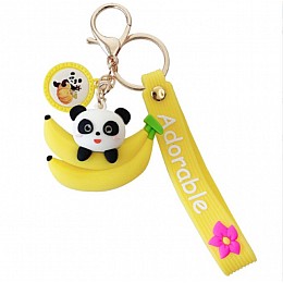Брелок на рюкзак Jsstore ключи Панда с бананом и цветочком