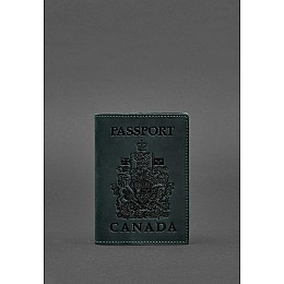 Шкіряна обкладинка для паспорта з канадським гербом зелена Crazy Horse BlankNote