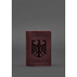 Шкіряна обкладинка для паспорта з гербом Німеччини бордова Crazy Horse BlankNote