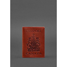 Шкіряна обкладинка для паспорта з канадським гербом корал Crazy Horse BlankNote