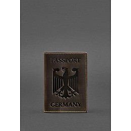 Шкіряна обкладинка для паспорта з гербом Німеччини темно-коричнева Crazy Horse BlankNote