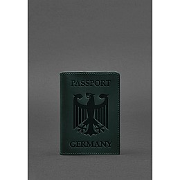 Шкіряна обкладинка для паспорта з гербом Німеччини зелена Crazy Horse BlankNote