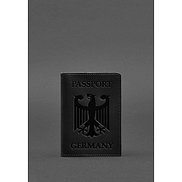 Шкіряна обкладинка для паспорта з гербом Німеччини чорна Crazy Horse BlankNote
