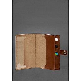 Шкіряна обкладинка-портмоне для військового квитка 15.0 світло-коричнева BlankNote