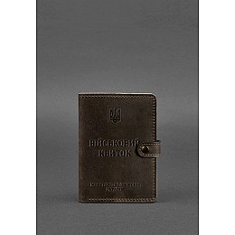 Шкіряна обкладинка-портмоне для військового квитка 15.0 темно-коричнева Crazy Horse BlankNote