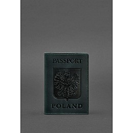 Кожаная обложка для паспорта с польским гербом зеленая Crazy Horse BlankNote