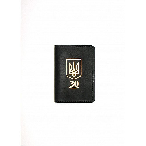 Міні обкладинка для документів (ID паспорт) DNK Leather Україна 30 років Чорний
