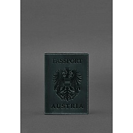 Шкіряна обкладинка для паспорта з австрійським гербом зелена Crazy Horse BlankNote