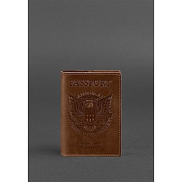 Шкіряна обкладинка для паспорта з американським гербом світло-коричнева BlankNote