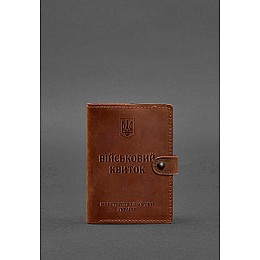 Кожаная обложка-портмоне для военного билета 15.0 светло-коричневая Crazy Horse BlankNote