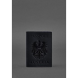 Шкіряна обкладинка для паспорта з австрійським гербом темно-синя Crazy Horse BlankNote