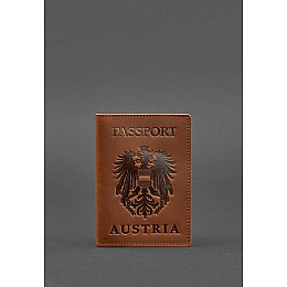Шкіряна обкладинка для паспорта з австрійським гербом світло-коричнева Crazy Horse BlankNote