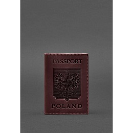 Кожаная обложка для паспорта с польским гербом бордовая Crazy Horse BlankNote
