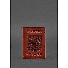 Шкіряна обкладинка для паспорта з польським гербом корал Crazy Horse BlankNote