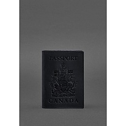Шкіряна обкладинка для паспорта з канадським гербом темно-синя Crazy Horse BlankNote