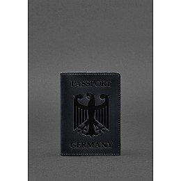 Кожаная обложка для паспорта с гербом Германии темно-синяя Crazy Horse BlankNote