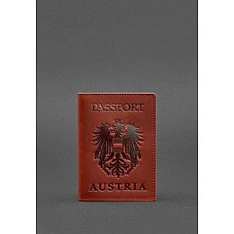 Кожаная обложка для паспорта с австрийским гербом коралл BlankNote
