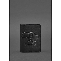 Кожаная обложка для паспорта с картой Украины черный краст BlankNote
