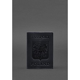 Кожаная обложка для паспорта с польским гербом темно-синяя Crazy Horse BlankNote