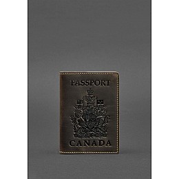 Кожаная обложка для паспорта с канадским гербом темно-коричневая Crazy Horse BlankNote