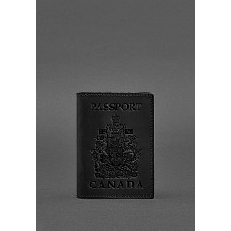 Шкіряна обкладинка для паспорта з канадським гербом чорна Crazy Horse BlankNote