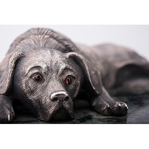 Серебряная фигура ручной работы Собака отдыхает сер00005 Оникс
