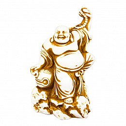 Статуэтка Netsuke Нэцкэ Хотэй с летучей мышью Гипс 7.3x4.6x3.6 см Бежевый (00676)