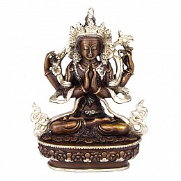 Статуетка HandiCraft Авалокитешвара тиб. Ченрезиг Бронза сріблення 9 см (23887)