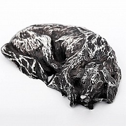 Срібна фігура ручної роботи Сплячий собака Сер.14 Онікс