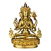 Статуя Традиционная Ченрезиг (Авалокитешвара) Бронза 22х17х9,7 см Золотой (09019)