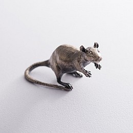 Сувенір мишка - символ у сріблі 23084 Оникс 26.4 г