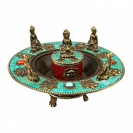 Подставка для благовоний HandiCraft Пять будд Медь Инкрустация камнями 12.6 х 8.4 см (26935)