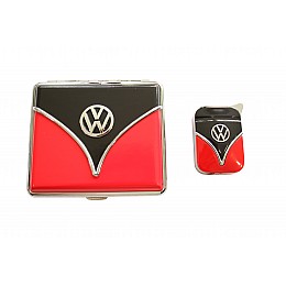 Набір портсигар і газова запальничка Licences VW Giftset Lighter&Cigarette Case Красно-чорний (40610066REBL)