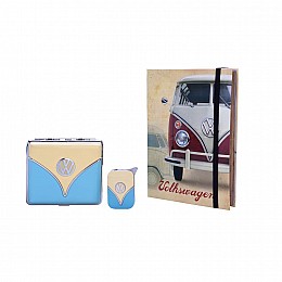 Набор портсигар и газовая зажигалка Licences VW Giftset Lighter&Cigarette Case Желто-голубой (40610066YEBLU)