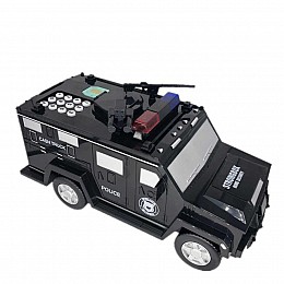 Машинка детский сейф с кодом и отпечатком пальца Cash Truck 6688-19A полицейская машинка грузовик Черный