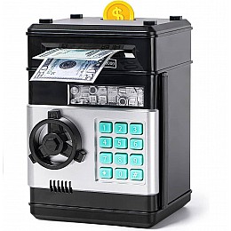 Скарбничка дитячий сейф з кодовим замком і купюропріємником A1 для паперових грошей і монет чорний