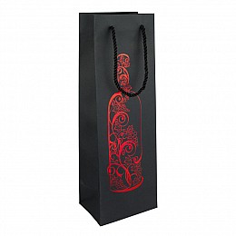 Сумочка подарочная бумажная с ручками Gift bag Вино 38х12х9 см Черный Красный (26931)