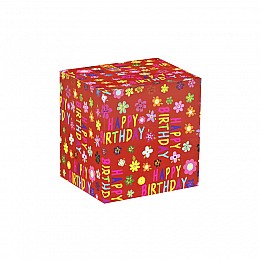 Бумага упаковочная PPW PAPER Lesko PZ098 Happy Birthday Flowers Red 50*70 см