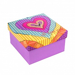 Коробка для подарка картонная Gift bag Сердечки 2 штуки 9,5х9,5х5,5 см Сиреневая (16640)
