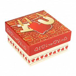 Коробка для подарунка картонна Gift bag Сердечки 2 штуки 8х8х4,5 см Червона (27327)