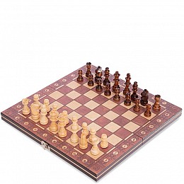 Шахи шашки нарди 3 в 1 дерев'яні з магнітом SP-Sport W7702H 29см x 29см Коричневий