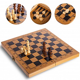​​​​​​​Игровой набор BK Toys 3 в 1 шахматы шашки и нарды деревянные (B3116T)